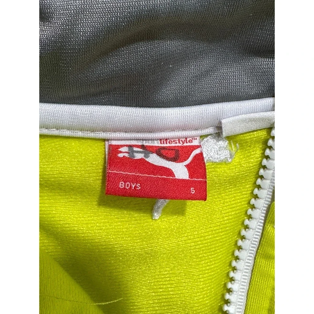 Puma Jacket Boys Size 5 Neon Yellow Full‎ Zip Long Sleeve High Collar